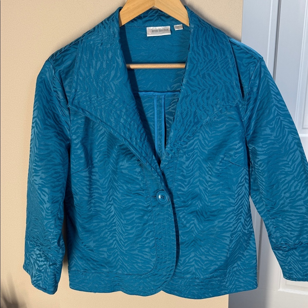 Erin London zebra print one button blazer jacket